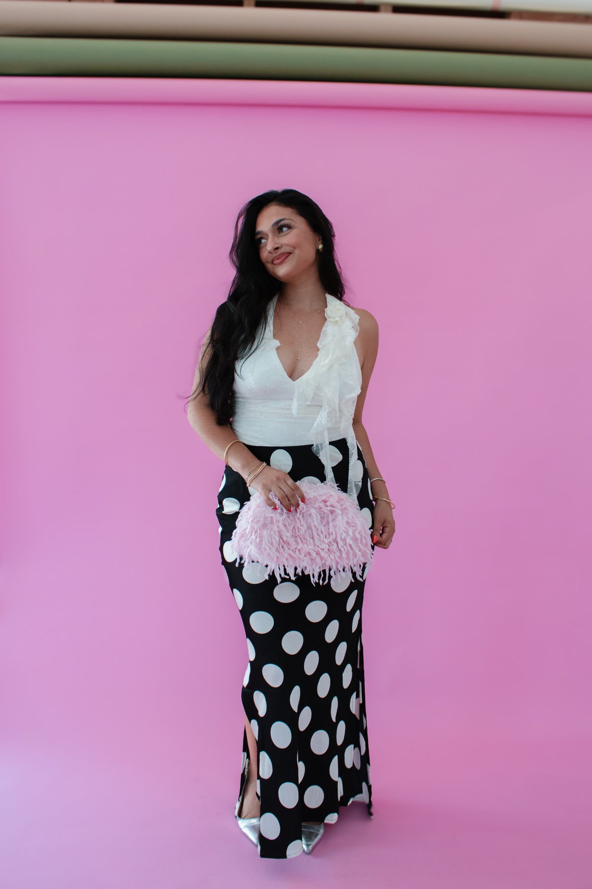 The Dottie Skirt | Black Polka Dot Maxi Skirt