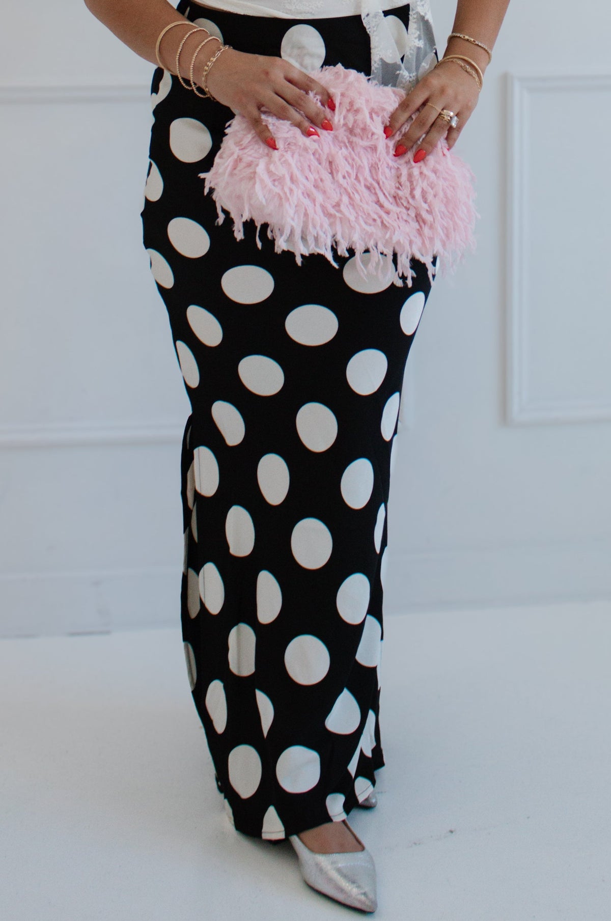 The Dottie Skirt | Black Polka Dot Maxi Skirt