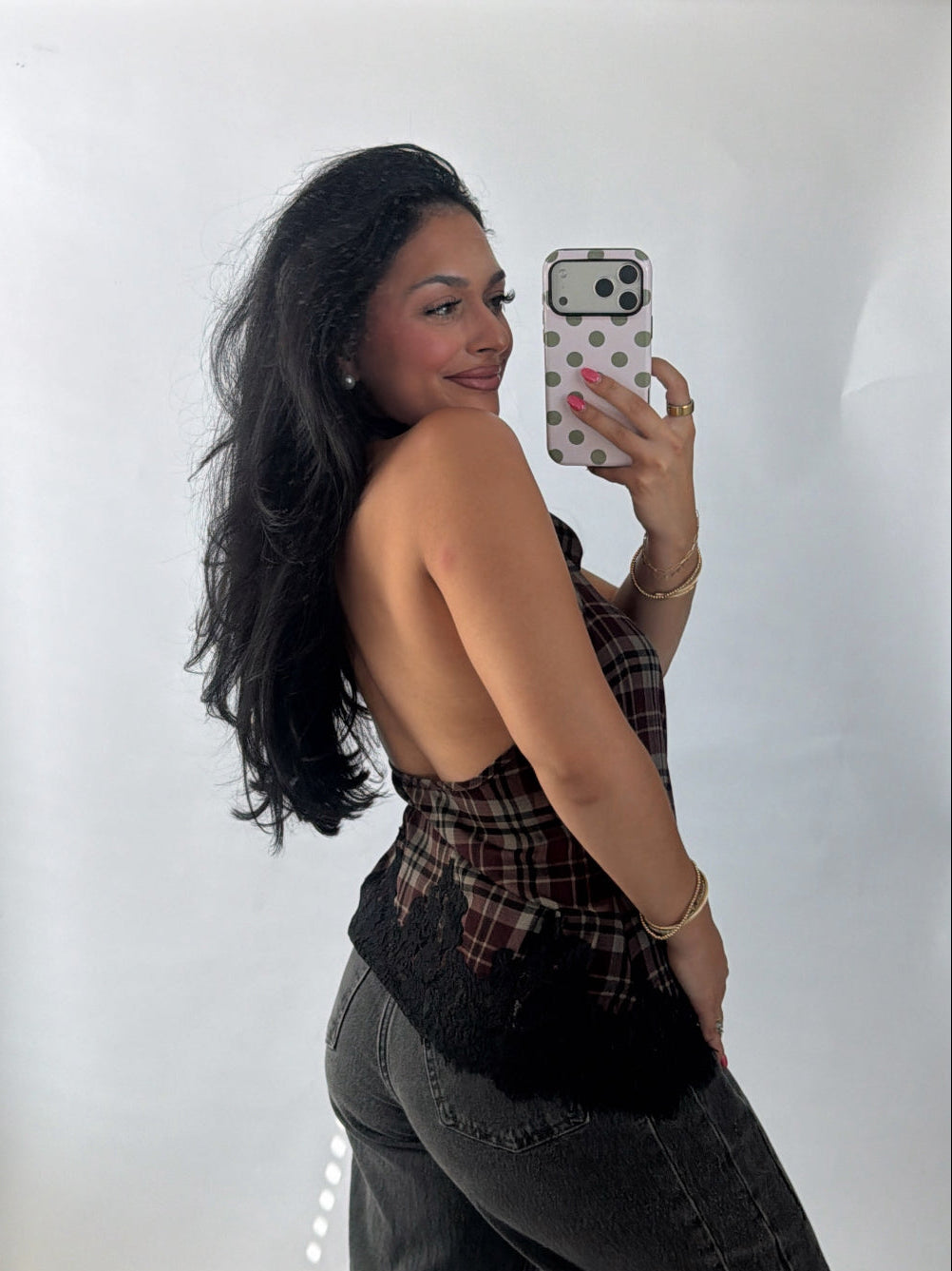 The Autumn Plaid Top | Wine Plaid Lace Trim Top